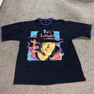 Vintage Tracy Lawrence Shirt Mens L Black Tour Concert Country 90s Graphic Tee